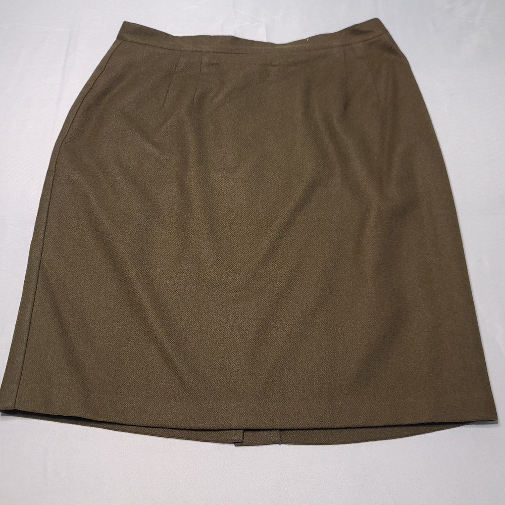 Isaac Hazan Wool Skirt Womens 16 Brown Vintage ILGWU Pencil Made in USA D5142S